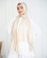 Crinkle Satin Scarf – Light Beige
